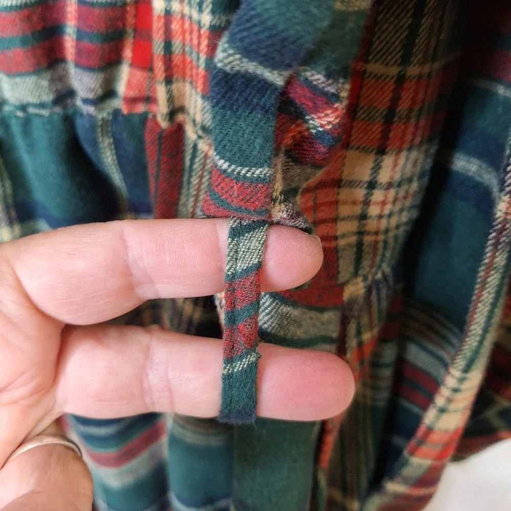 Bloomchic‎ Dress Womens US 26 Multicolor Plaid Midi  Long Sleeve Arc Hem Pockets - Picture 7 of 11